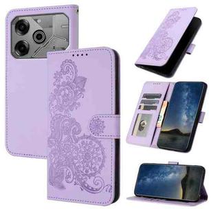 For Tecno Pova 6 Pro Datura Flower Embossed Flip Leather Phone Case(Purple)