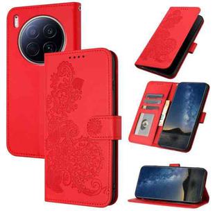 For Tecno Camon 40 Premier Datura Flower Embossed Flip Leather Phone Case(Red)