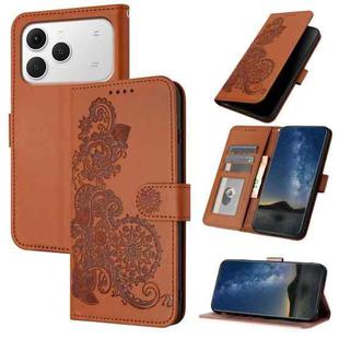 For Tecno Spark 40 4G Datura Flower Embossed Flip Leather Phone Case(Brown)