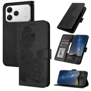 For Tecno Spark 40 4G Datura Flower Embossed Flip Leather Phone Case(Black)