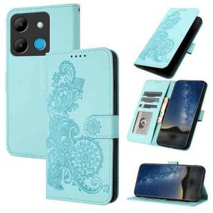 For Infinix Smart 7 Datura Flower Embossed Flip Leather Phone Case(Light blue)