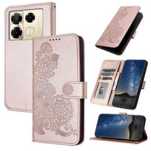 For Infinix Note 40 Pro 4G / 5G Datura Flower Embossed Flip Leather Phone Case(Rose Gold)
