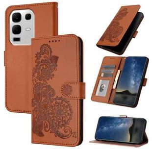 For Infinix Note 50s Datura Flower Embossed Flip Leather Phone Case(Brown)