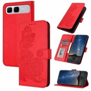 For Infinix Smart 10 Plus 4G Datura Flower Embossed Flip Leather Phone Case(Red)