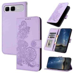 For Infinix Smart 10 Plus 4G Datura Flower Embossed Flip Leather Phone Case(Purple)