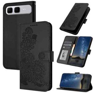 For Infinix Smart 10 Plus 4G Datura Flower Embossed Flip Leather Phone Case(Black)