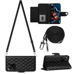 For Xiaomi Redmi Note 12 Pro Speed Rhombic Texture Flip Leather Phone Case with Long Lanyard(Black)