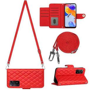 For Xiaomi Redmi Note 11 Pro 5G/4G Global Rhombic Texture Flip Leather Phone Case with Long Lanyard(Red)