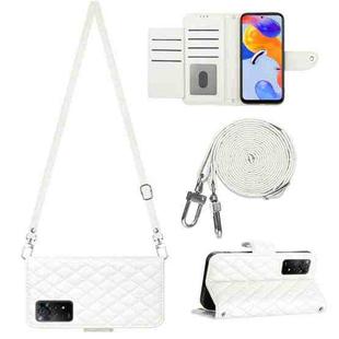 For Xiaomi Redmi Note 11 Pro 5G/4G Global Rhombic Texture Flip Leather Phone Case with Long Lanyard(White)