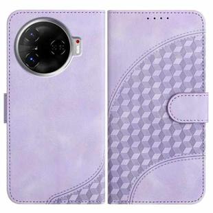 For Tecno Camon 30 Pro YX0060 Elephant Head Embossed Phone Leather Case with Lanyard(Light Purple)