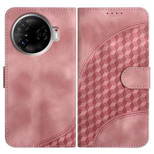 For Tecno Camon 30 Pro YX0060 Elephant Head Embossed Phone Leather Case with Lanyard(Pink)