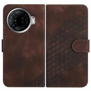 For Tecno Camon 30 Pro YX0060 Elephant Head Embossed Phone Leather Case with Lanyard(Coffee)