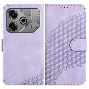 For Tecno Pova 6 Pro YX0060 Elephant Head Embossed Phone Leather Case with Lanyard(Light Purple)