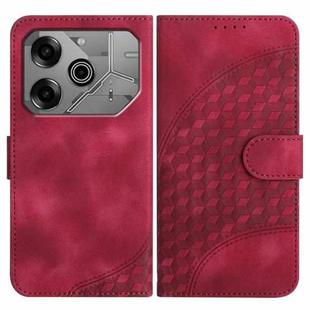 For Tecno Pova 6 Pro YX0060 Elephant Head Embossed Phone Leather Case with Lanyard(Rose Red)