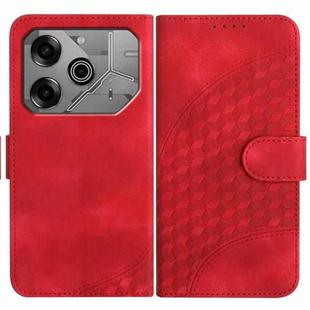 For Tecno Pova 6 Pro YX0060 Elephant Head Embossed Phone Leather Case with Lanyard(Red)