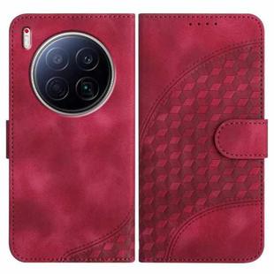 For Tecno Camon 40 Premier Elephant Head Embossed Phone Leather Case with Lanyard(Rose Red)
