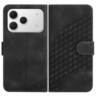 For Tecno Spark 40 4G Elephant Head Embossed Phone Leather Case with Lanyard(Black)