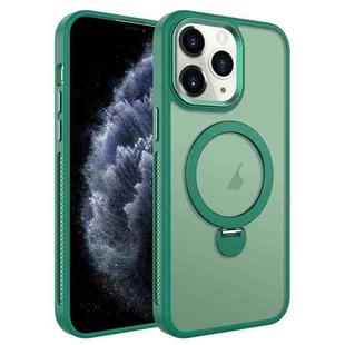 For iPhone 11 Pro Max MagSafe Magnetic Holder Breathable Phone Case(Green)