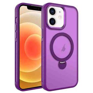For iPhone 12 MagSafe Magnetic Holder Breathable Phone Case(Purple)