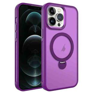 For iPhone 12 Pro MagSafe Magnetic Holder Breathable Phone Case(Purple)