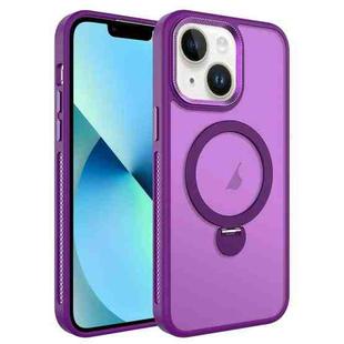 For iPhone 13 MagSafe Magnetic Holder Breathable Phone Case(Purple)