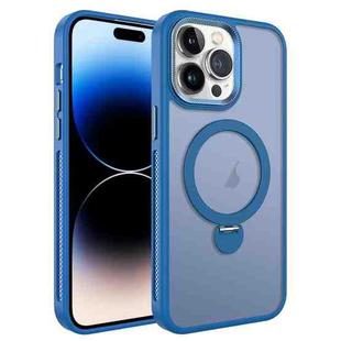 For iPhone 14 Pro MagSafe Magnetic Holder Breathable Phone Case(Blue)