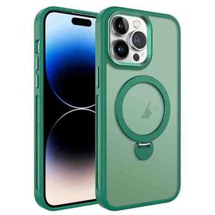 For iPhone 14 Pro MagSafe Magnetic Holder Breathable Phone Case(Green)