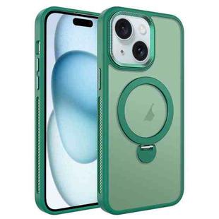 For iPhone 15 MagSafe Magnetic Holder Breathable Phone Case(Green)