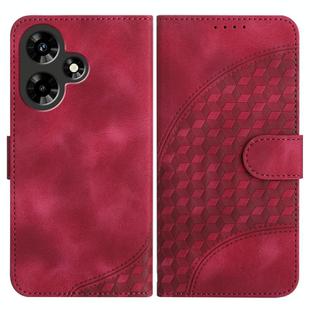 For Infinix Hot 30i YX0060 Elephant Head Embossed Phone Leather Case with Lanyard(Rose Red)