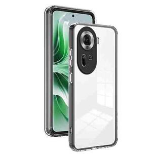 For OPPO Reno11 Global 3 in 1 Clear TPU Color PC Frame Phone Case(Black)