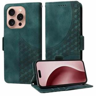 For iPhone 16 Pro Max Embossed Rhombus Starry Leather Phone Case(Green)