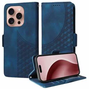 For iPhone 16 Pro Max Embossed Rhombus Starry Leather Phone Case(Blue)