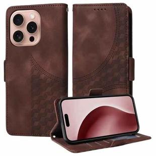 For iPhone 16 Pro Max Embossed Rhombus Starry Leather Phone Case(Brown)