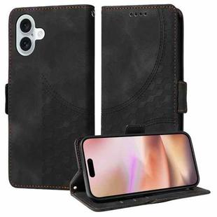 For iPhone 16 Plus Embossed Rhombus Starry Leather Phone Case(Black)