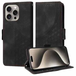 For iPhone 15 Pro Embossed Rhombus Starry Leather Phone Case(Black)