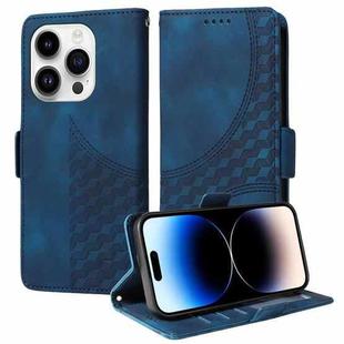 For iPhone 14 Pro Embossed Rhombus Starry Leather Phone Case(Blue)