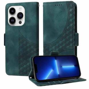 For iPhone 13 Pro Max Embossed Rhombus Starry Leather Phone Case(Green)