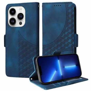 For iPhone 13 Pro Max Embossed Rhombus Starry Leather Phone Case(Blue)