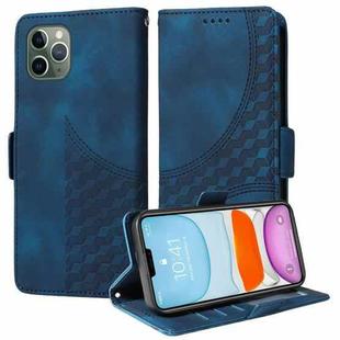 For iPhone 11 Pro Max Embossed Rhombus Starry Leather Phone Case(Blue)