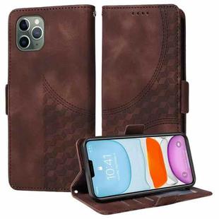 For iPhone 11 Pro Max Embossed Rhombus Starry Leather Phone Case(Brown)