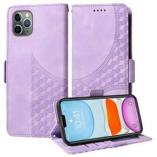 For iPhone 11 Pro Max Embossed Rhombus Starry Leather Phone Case(Purple)