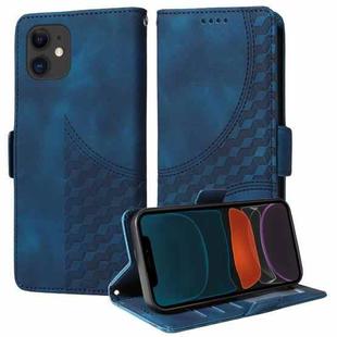 For iPhone 11 Embossed Rhombus Starry Leather Phone Case(Blue)