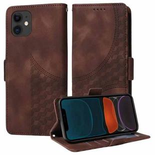 For iPhone 11 Embossed Rhombus Starry Leather Phone Case(Brown)