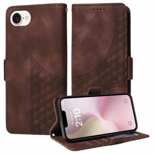 For iPhone SE 2024 Embossed Rhombus Starry Leather Phone Case(Brown)