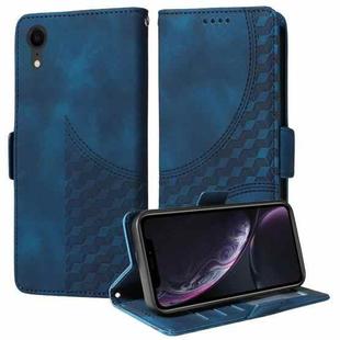 For iPhone XR Embossed Rhombus Starry Leather Phone Case(Blue)