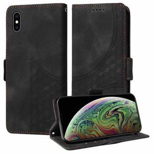 For iPhone XS Max Embossed Rhombus Starry Leather Phone Case(Black)