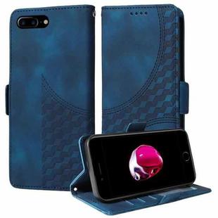 For iPhone 7 Plus / 8 Plus Embossed Rhombus Starry Leather Phone Case(Blue)