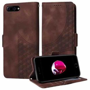 For iPhone 7 Plus / 8 Plus Embossed Rhombus Starry Leather Phone Case(Brown)
