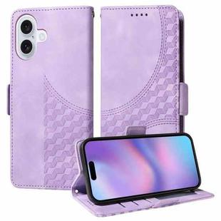 For iPhone 17 Embossed Rhombus Starry Leather Phone Case(Purple)