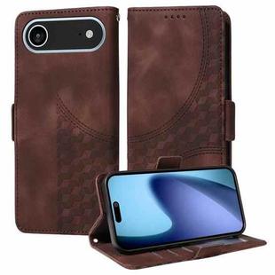 For iPhone 17 Air Embossed Rhombus Starry Leather Phone Case(Brown)